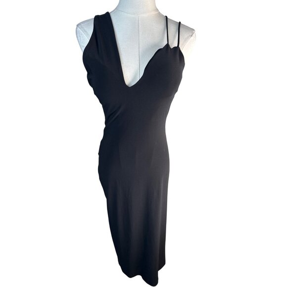 ZARA NWT Black Medium Midi Dress With Built-In Cups & Spaghetti Straps - Picture 5 of 16
